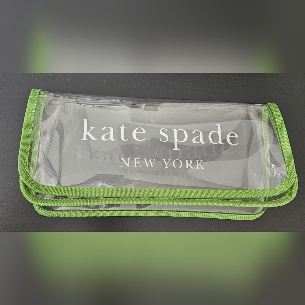 Kate Spade Clear PVC Pouch or Clutch with Green Edging